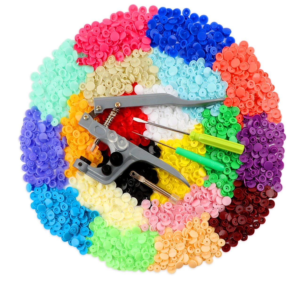 Bottoni automatici in metallo kit di bottoni automatici per lavori di artigianato o riparazione con 4 strumenti 100 pezzi in totale 4 colori